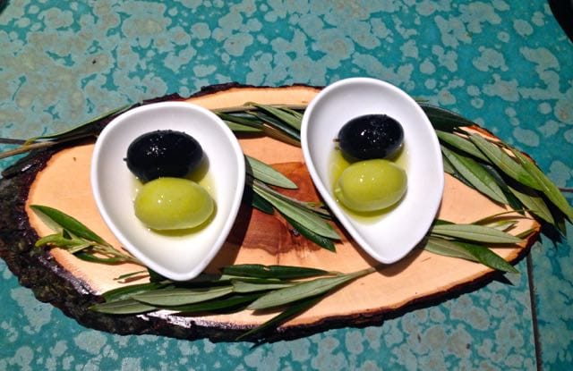 The famous ElBulli olives at Disfrutar Barcelona