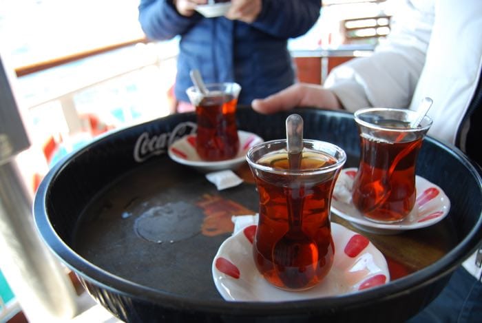 Turkish tea on the Bosphorus ferry