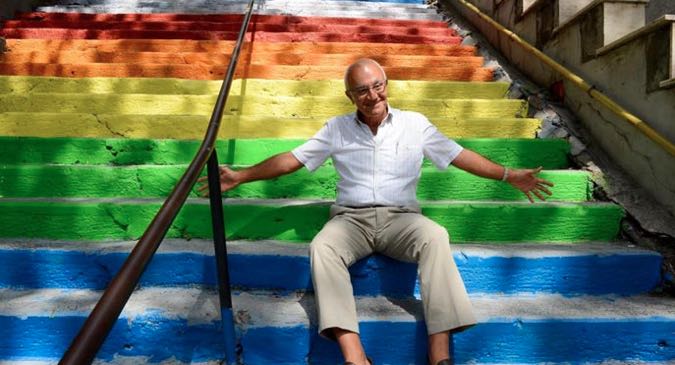 Huseyin Cetinel on the Rainbow Steps, Istanbul