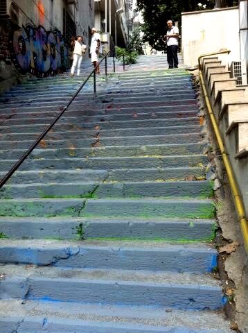 Rainbow Steps after being painted grey