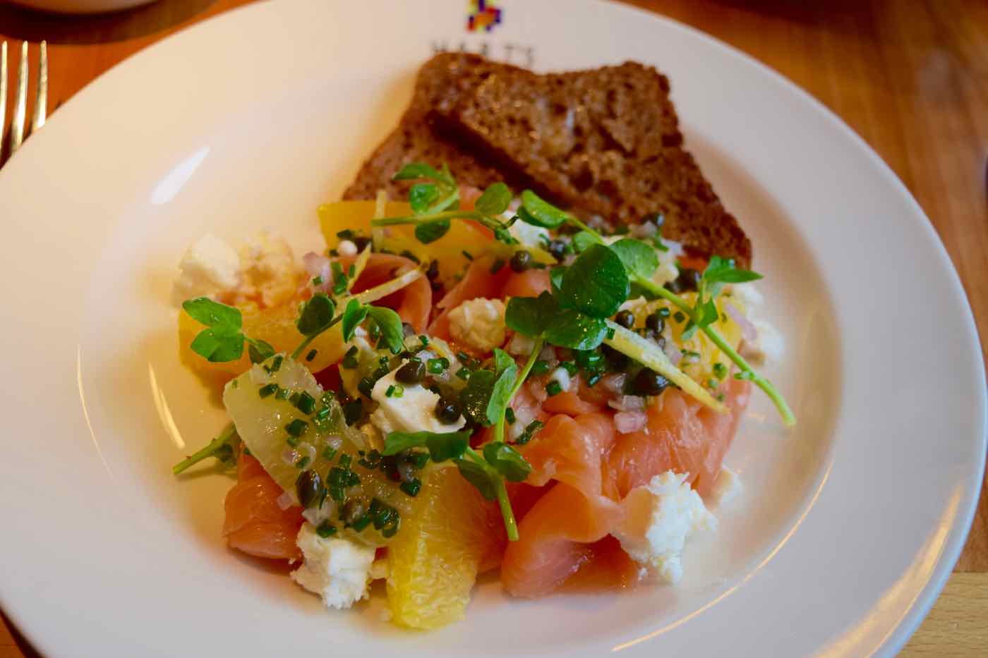 Smoked salmon salad at Hart's Restaurant, Nottingham