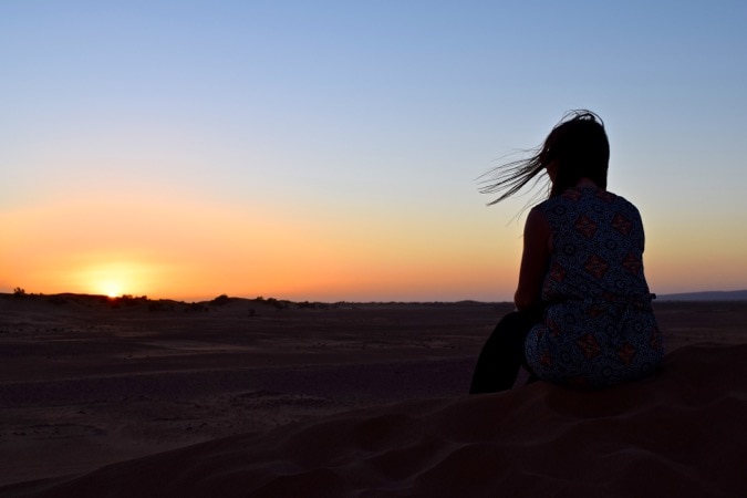 Sunset in the Sahara Desert Morocco