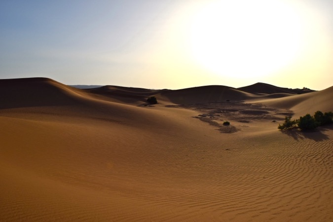 Sunset in the Sahara Desert Morocco