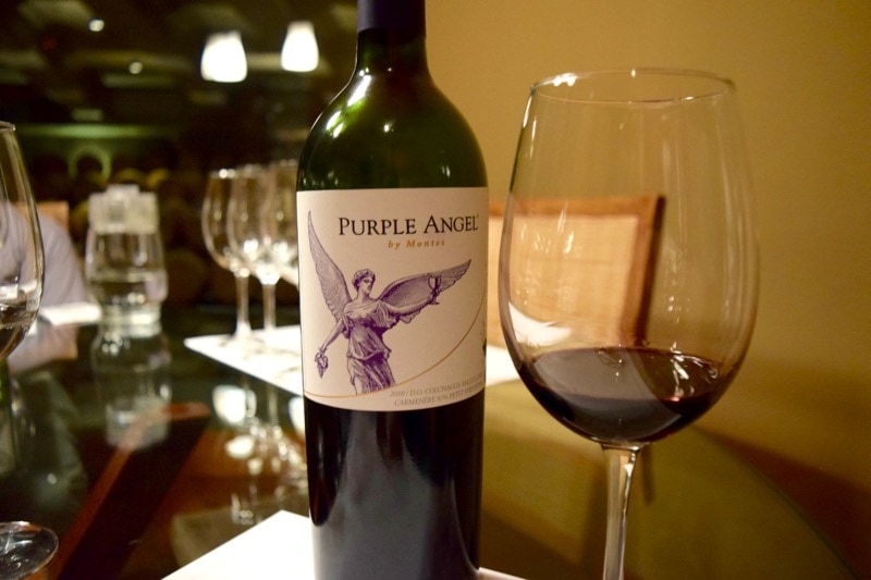 Tasting Purple Angel at Vina Montes, Colchagua Valley, Chile