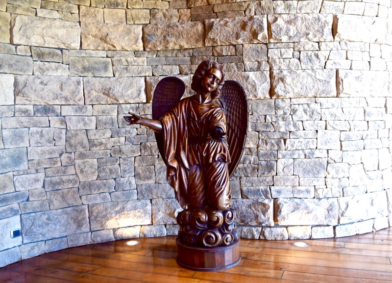 Angel in reception at Vina Montes, Colchagua Valley, Chile