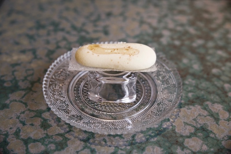Lady fingers of passion fruit, rum and mint at Disfrutar Restaurant, Barcelona