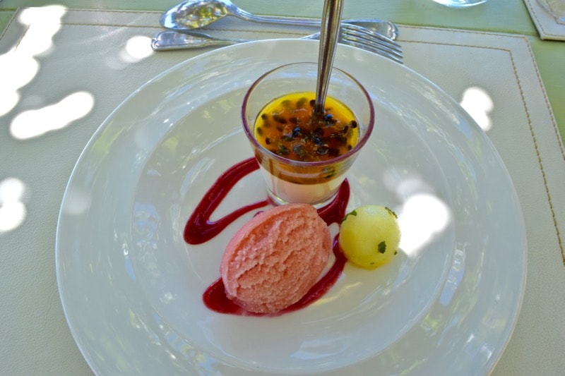 Passion fruit panna cotta at Lapostolle, Colchagua Valley, Chile 