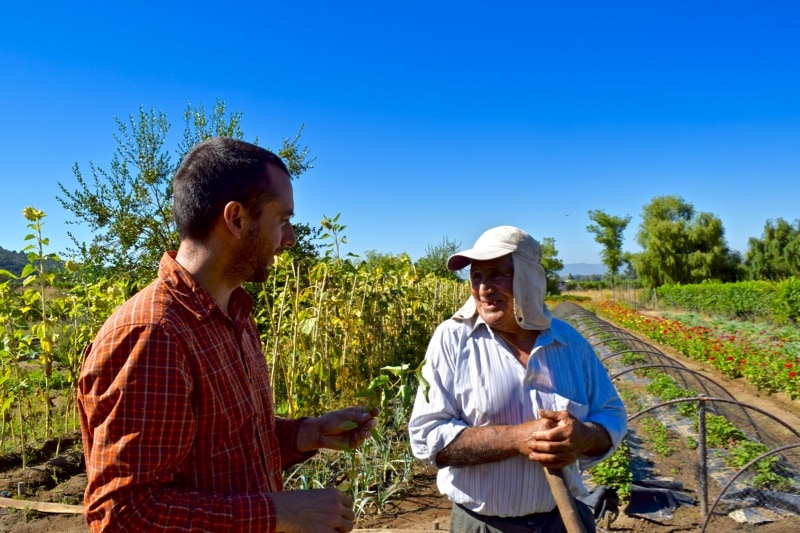 Diego with the gardener at Lapostolle Colchagua Valley, Chile 