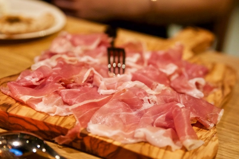 Parma ham at Obicà Restaurant, St Paul's, London