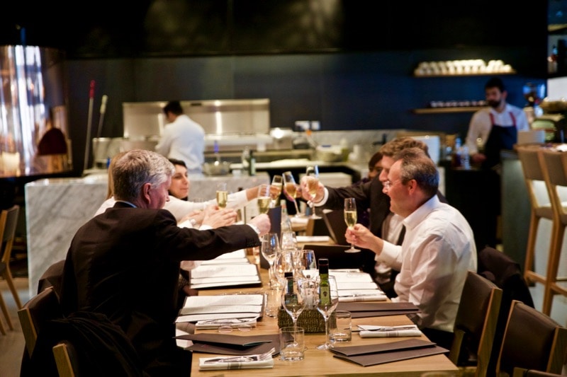 Happy diners at Obicà Restaurant, St Paul's, London