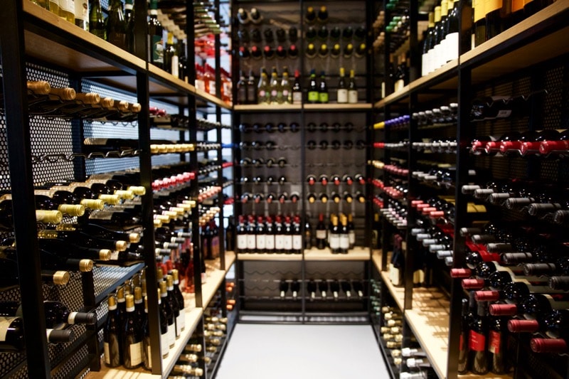 Wine racks at Obicà Restaurant, St Paul's, London