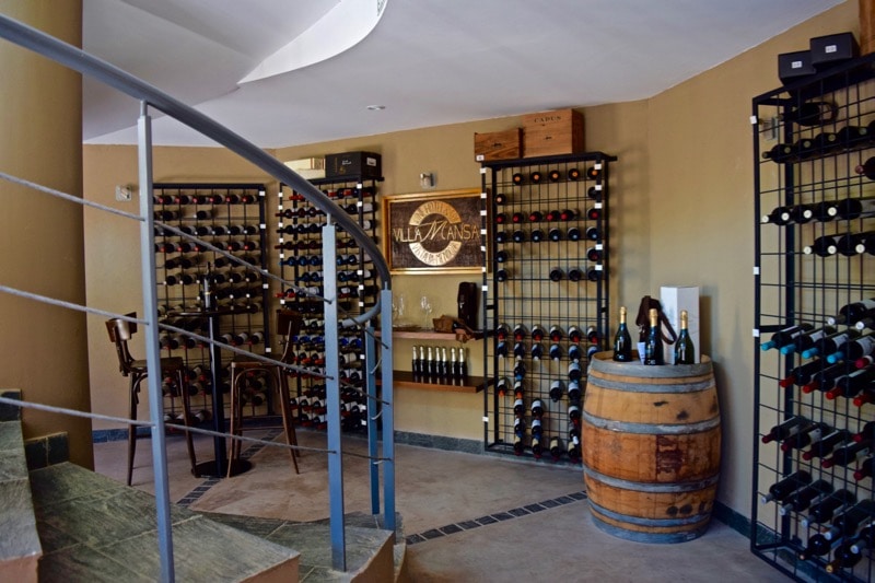 Wine cellar at Villa Mansa Hotel