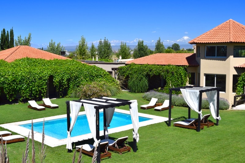 View of the pool from upstairs at Villa Mansa Hotel