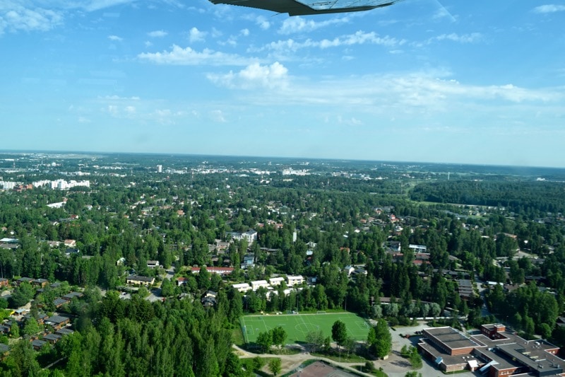 View from a Cessna flight over Helsinki