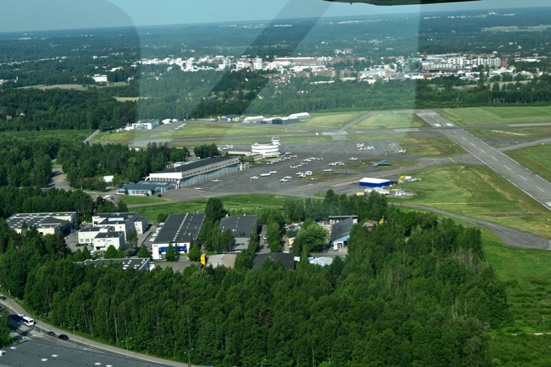 View of Malmi Airport from our Cessna flight over Helsinki