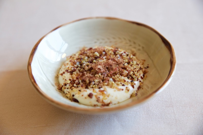 Emmer semolina porridge, malt and browned butter at Olo Restaurant, Helsinki