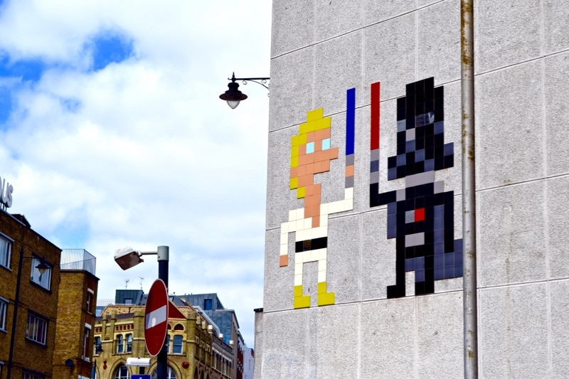 Invader's take on Space Invaders, Sidestory Street Art Tour, London