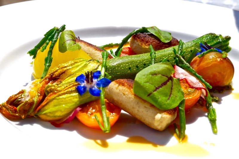 Stuffed courgette flower at The Seaview Hotel Restaurant