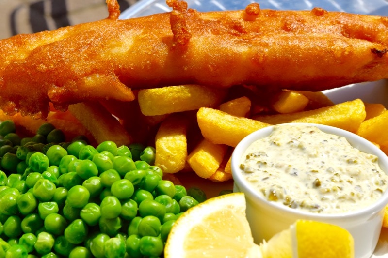 Fish and chips at The Seaview Hotel Restaurant