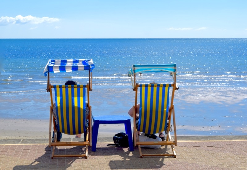 Classic British holiday on Shanklin Beach, Isle of Wight