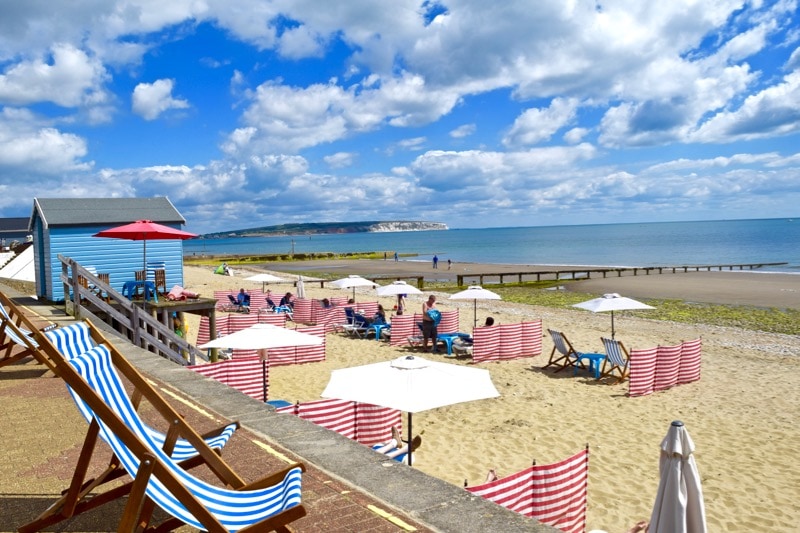 Classic British holiday on Shanklin Beach, Isle of Wight