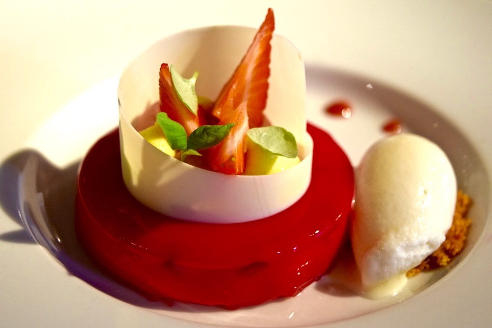 Strawberry cassata dessert at Bar Boulud, Mandarin Oriental Hyde Park, London