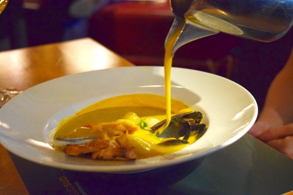 Seafood soup at Bar Boulud, Mandarin Oriental Hyde Park, London