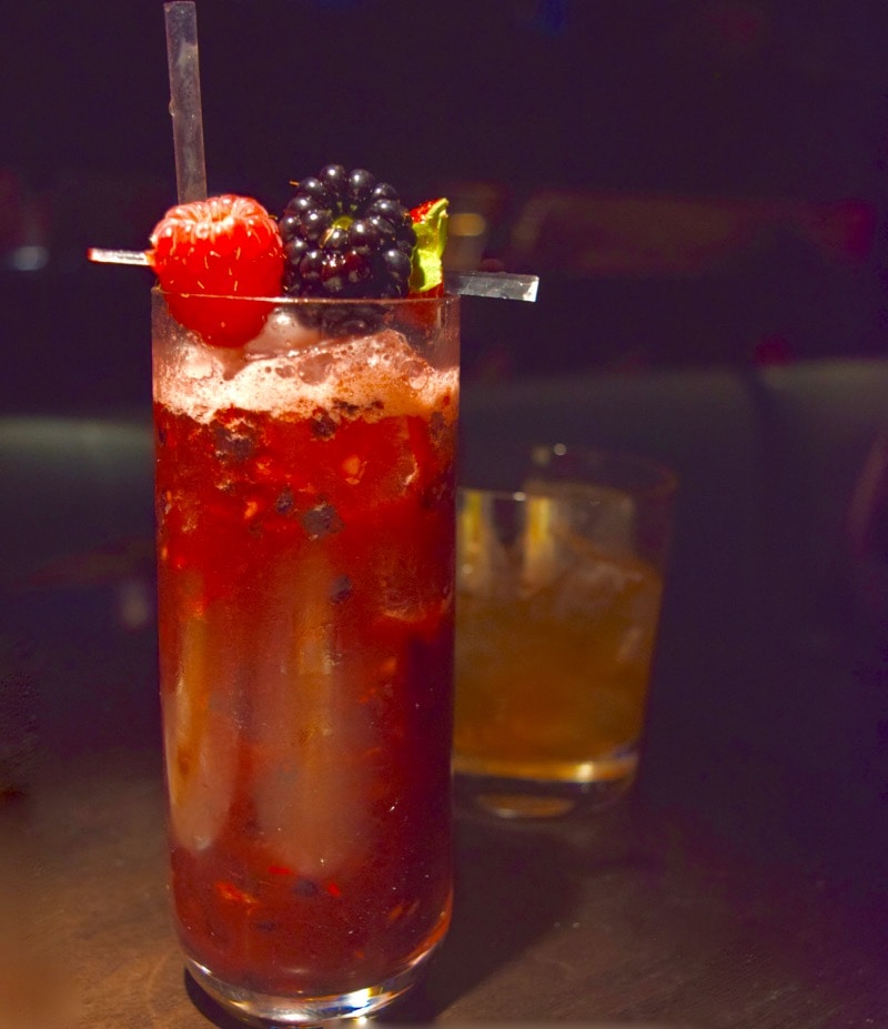 Delicious berry cocktail at Hakkasan, London