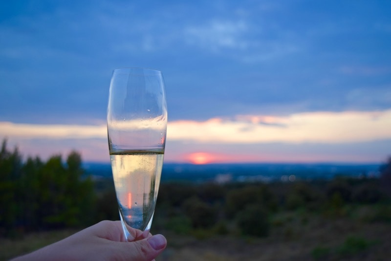 Champagne at sunset in Saint-Saturnin-lès-Avignon, Provence