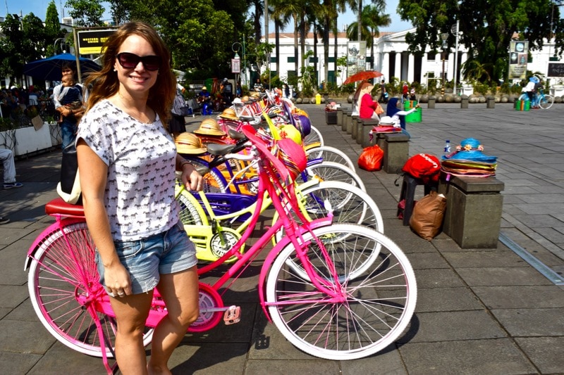 Multicoloured bicycles in Kota, Jakarta
