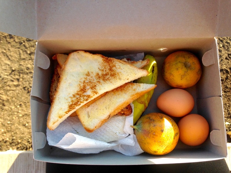 Breakfast is served at the top of Mount Batur, Bali