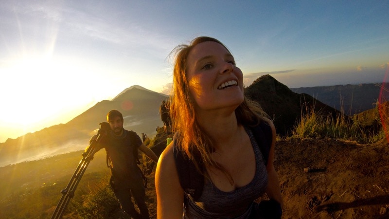Hiking Mount Batur in Bali at sunrise