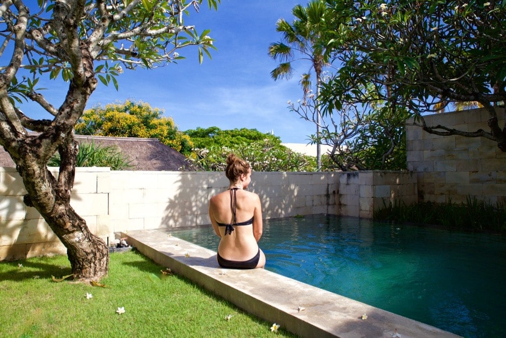 Enjoying our private pool at The Bale, Nusa Dua, Bali