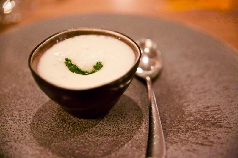 White onion soup at The Artichoke, Amersham