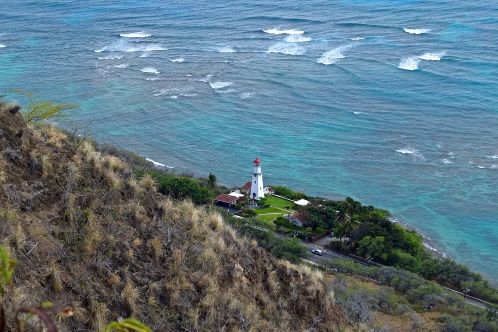 View of the lighthouse from Diamond Head Trail, Hawaii