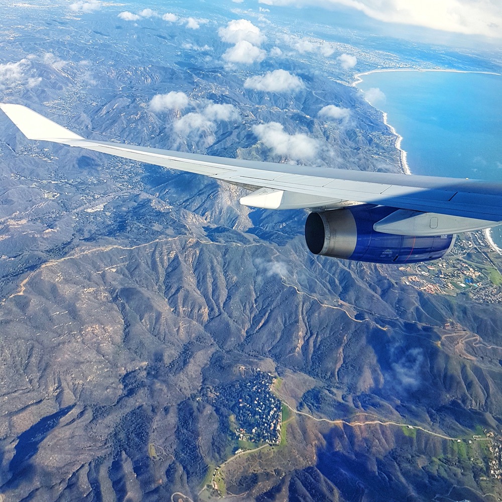 Plane window view