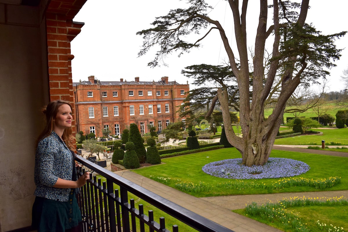 Enjoying the view from my balcony at The Grove, Hertfordshire