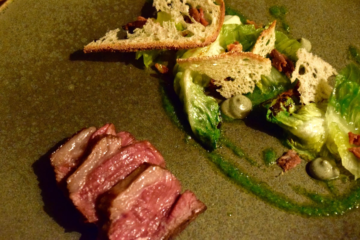 Lamb caesar salad at Hawkyns Restaurant, Amersham