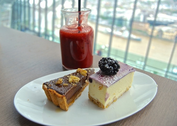 Delicious plate of desserts at the Sky Garden restaurant - Darwin Brasserie London