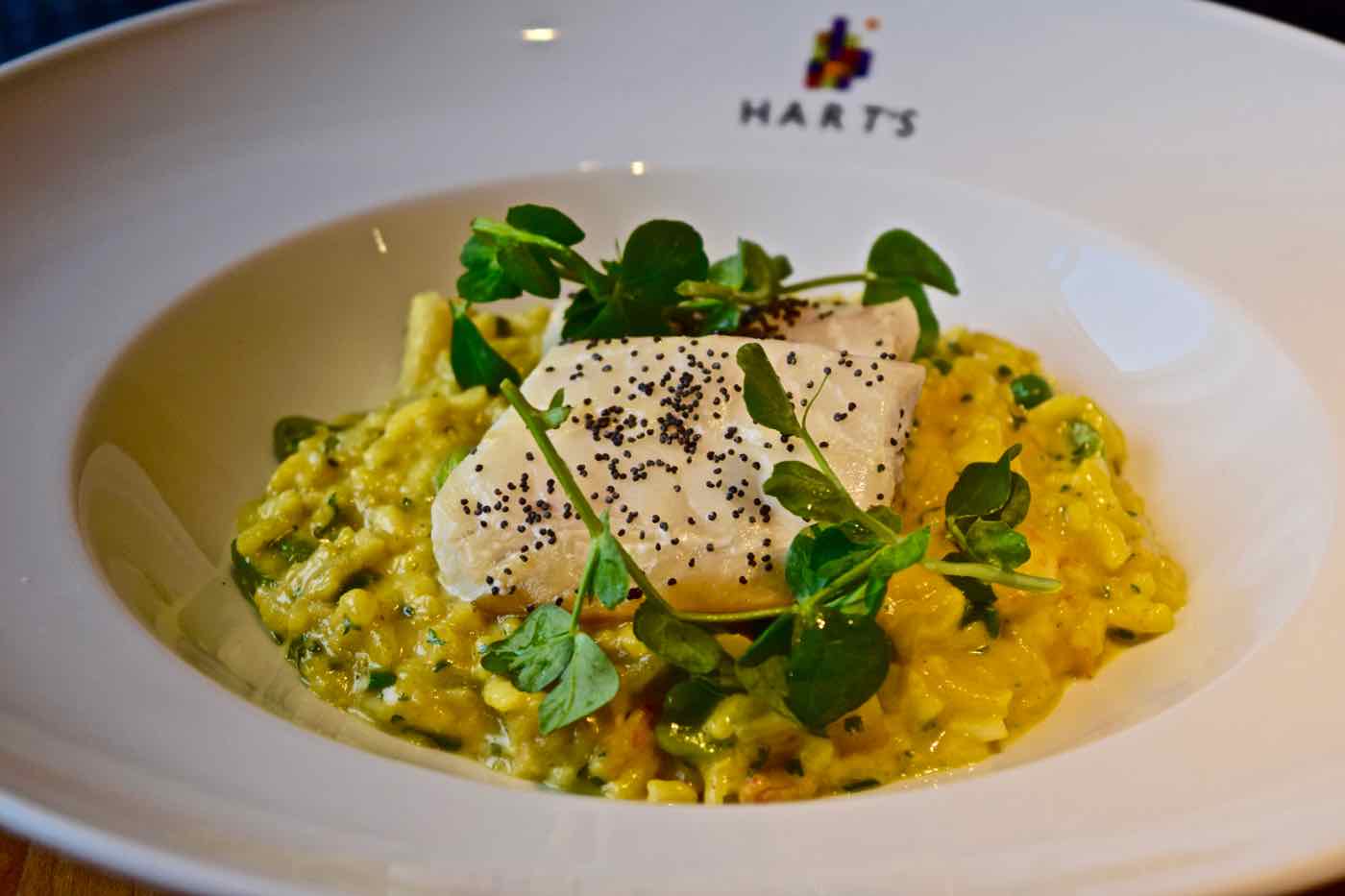 Mackerel and prawn risotto at Hart's Restaurant, Nottingham