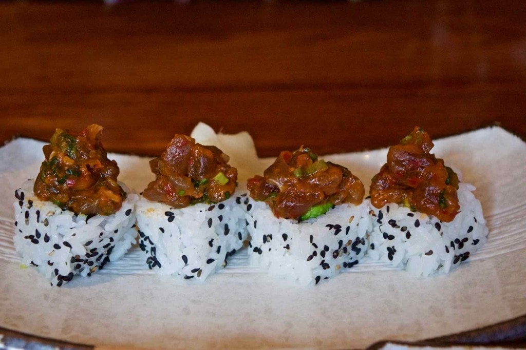 Spicy tuna sushi at Maze Restaurant, Mayfair