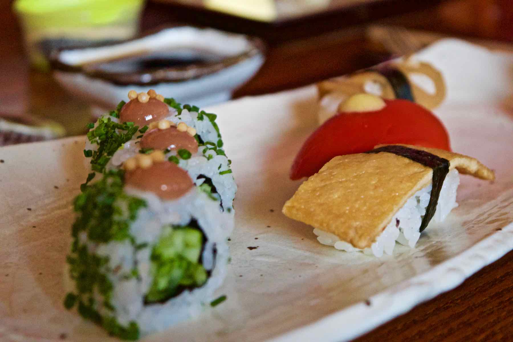 Vegetarian sushi at Maze Restaurant, Mayfair