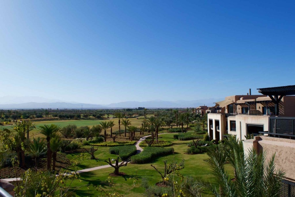 View of the golf course and gardens at Royal Palm Hotel Marrakech