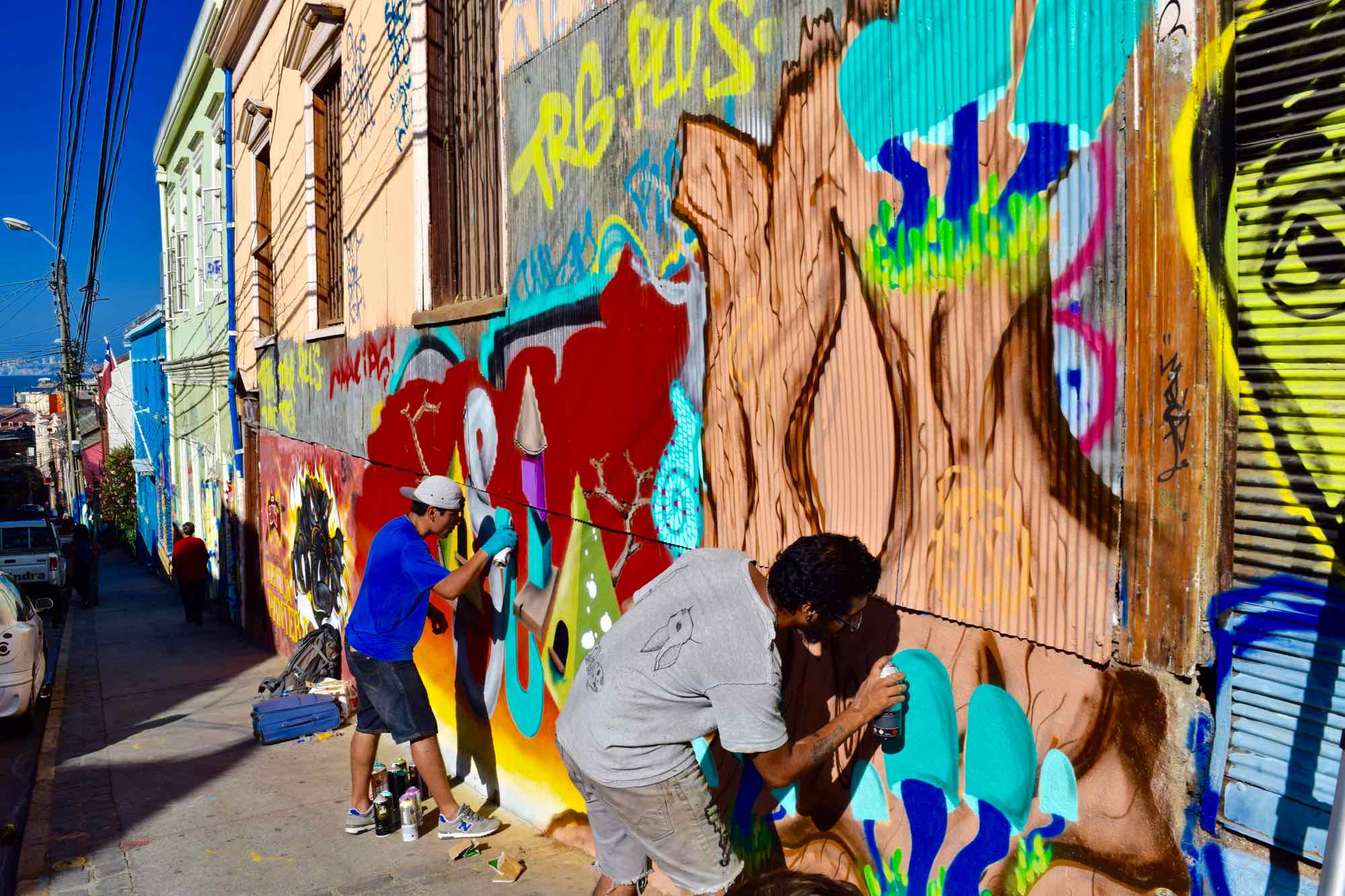 Graffiti artists in Valparaiso Chile