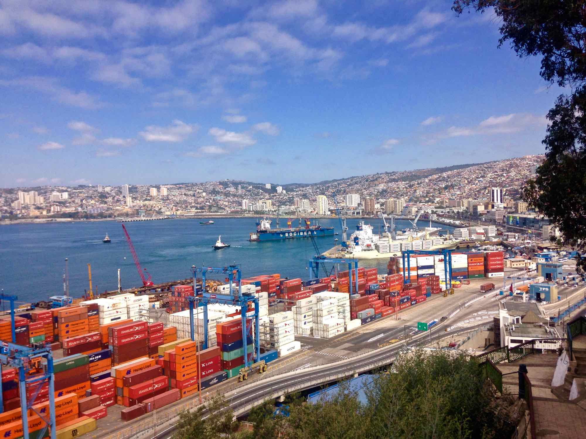 View of the port in Valparaiso Chile