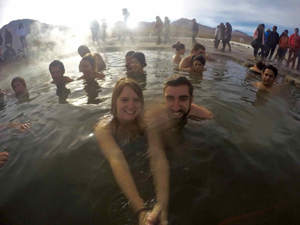 Swimming in the hot springs at El Tatio Geysers