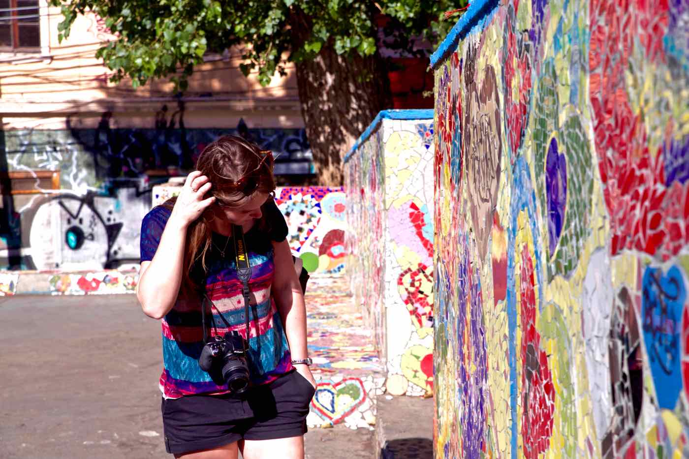 Checking out the street art in Valparaiso, Chile