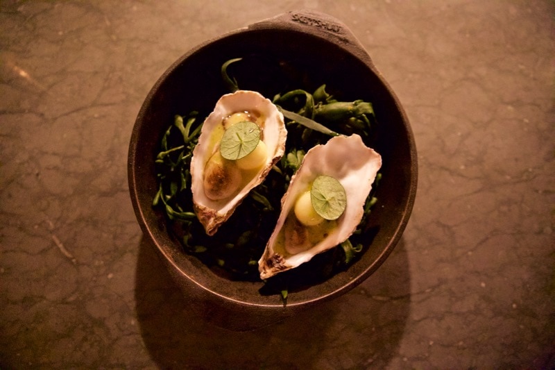 Oysters Flambadou at Ekstedt Restaurant, Stockholm