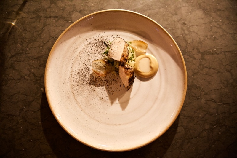 Hay baked scallop at Ekstedt Restaurant, Stockholm 