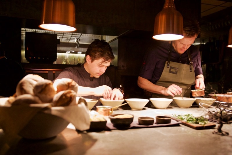 Head chef Rodrigo Perez busy at work at Ekstedt Restaurant, Stockholm 